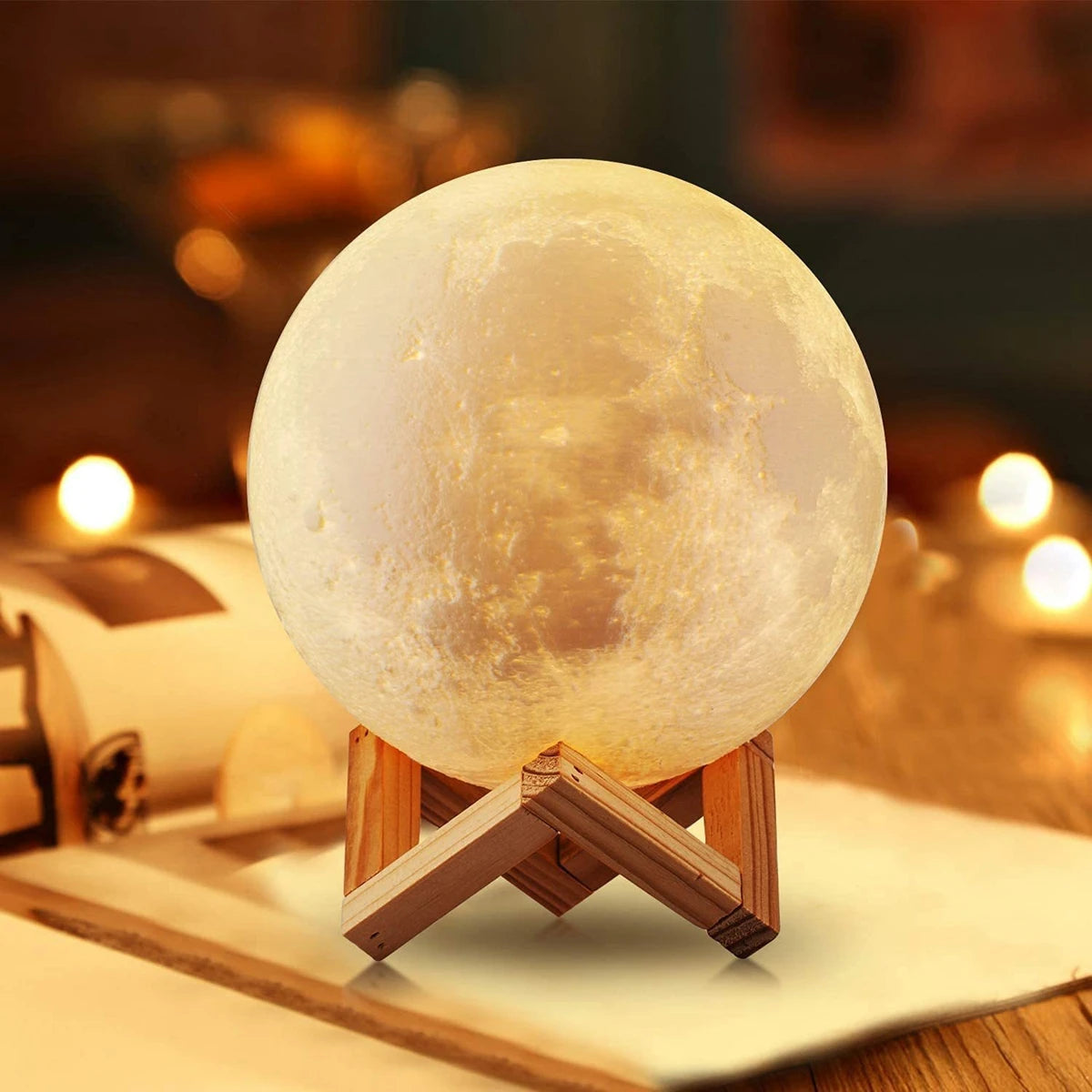 8cm Moon Lamp LED Night Light With Stand Starry Lamp Bedroom Decoration Night Lights Room Decor for Kids Gifts Moon Lamp