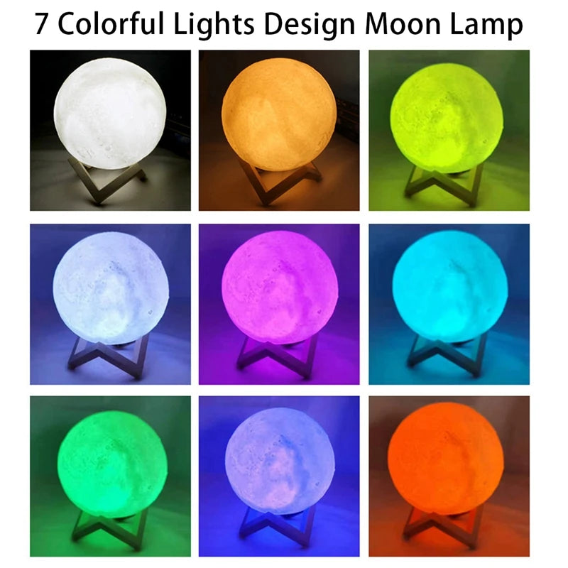 8cm Moon Lamp LED Night Light With Stand Starry Lamp Bedroom Decoration Night Lights Room Decor for Kids Gifts Moon Lamp
