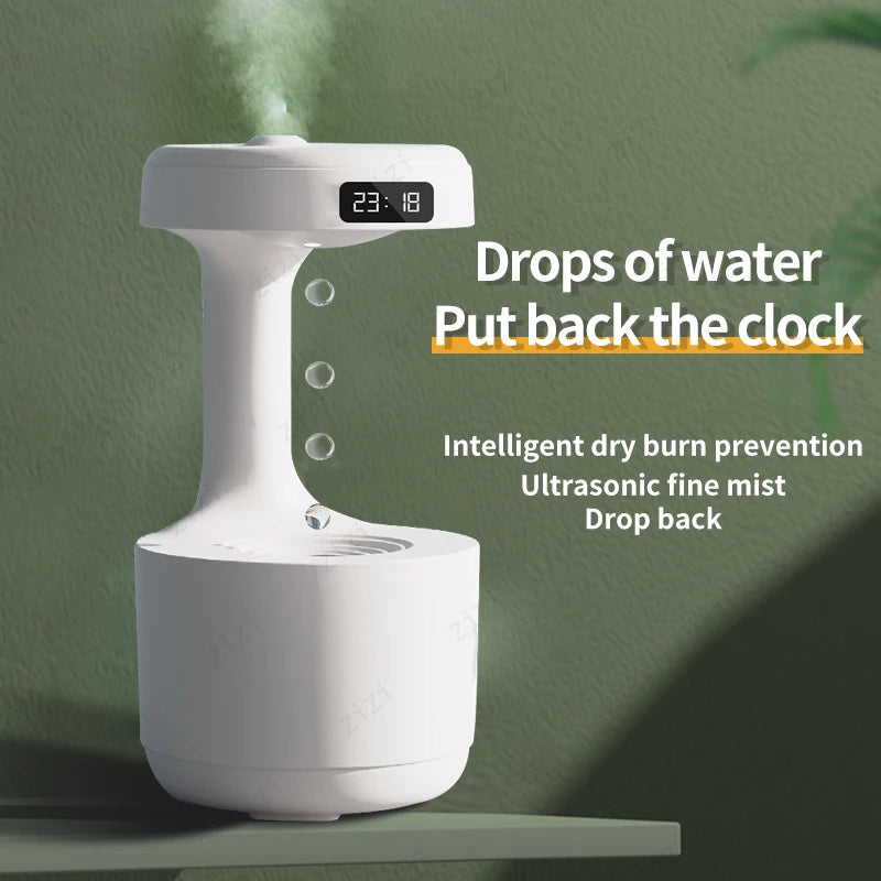 Anti Gravity Home Silent LED Intelligent Display Humidifier Anti Dry Burning Night Light Water Droplet Reflux Humidifier