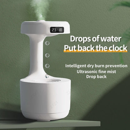 Anti Gravity Home Silent LED Intelligent Display Humidifier Anti Dry Burning Night Light Water Droplet Reflux Humidifier