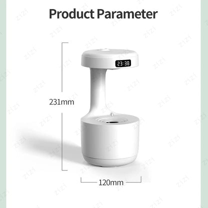 Anti Gravity Home Silent LED Intelligent Display Humidifier Anti Dry Burning Night Light Water Droplet Reflux Humidifier