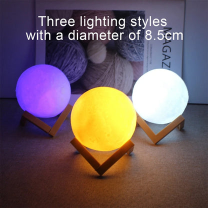8cm Moon Lamp LED Night Light With Stand Starry Lamp Bedroom Decoration Night Lights Room Decor for Kids Gifts Moon Lamp